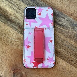 Walli Case iPhone 11 Jolly Ol' Time by Carliestylez Pink Red Stars Phone Case